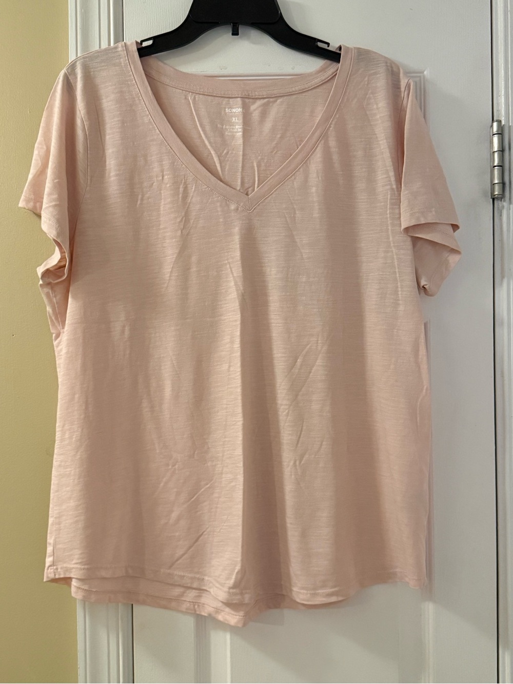 Sonoma Pale Blush Pink V-Neck Short Sleeve Top